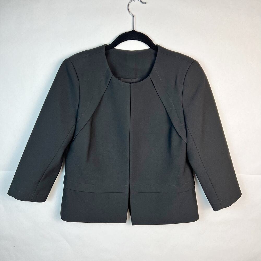 Trina Turk Evony Crisp Black 3/4 Sleeve Crop Suit Blazer Size 6